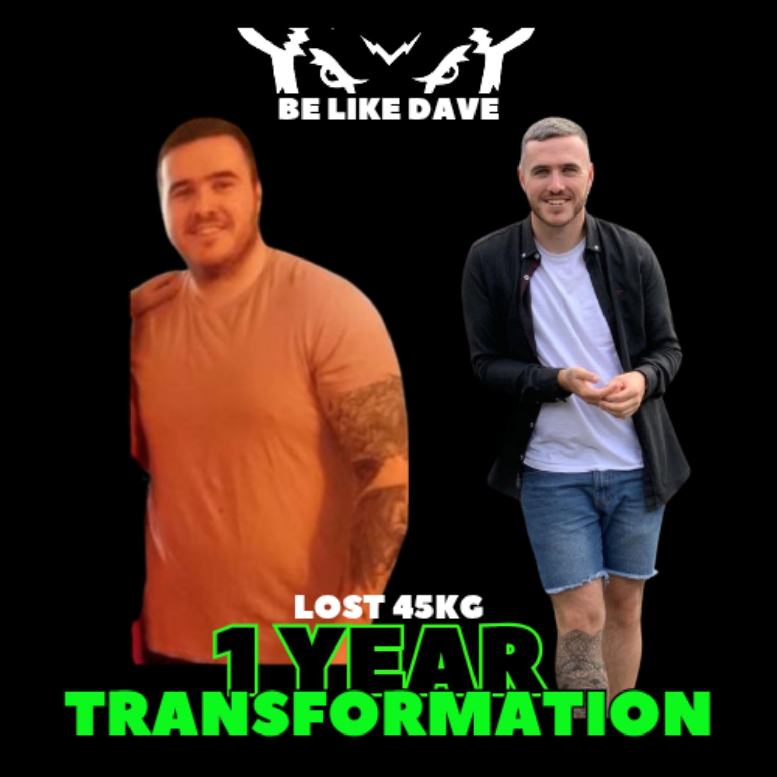 Dave before and after losing 45 kilograms