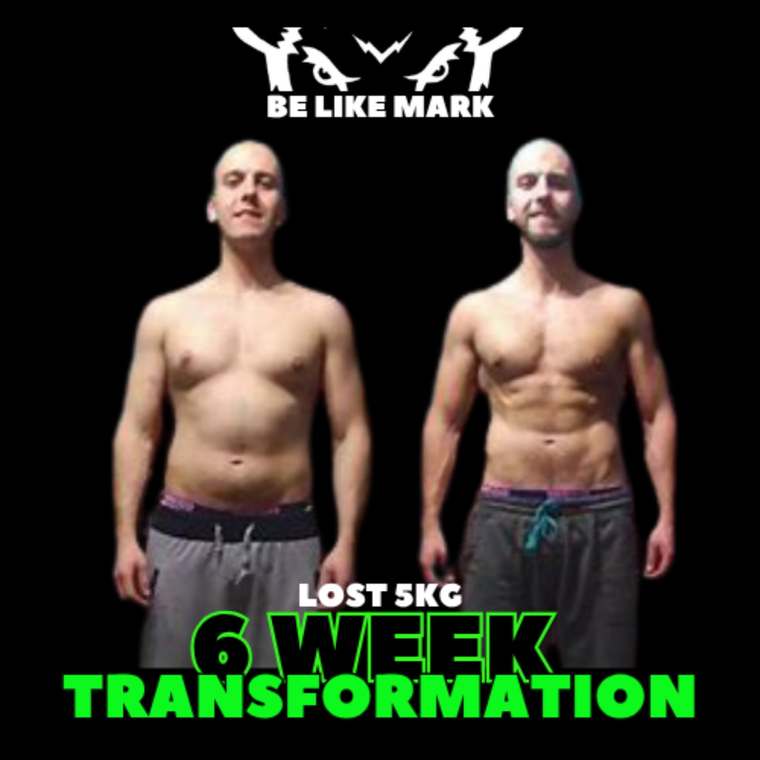 Mark before and after losing 5 kilograms