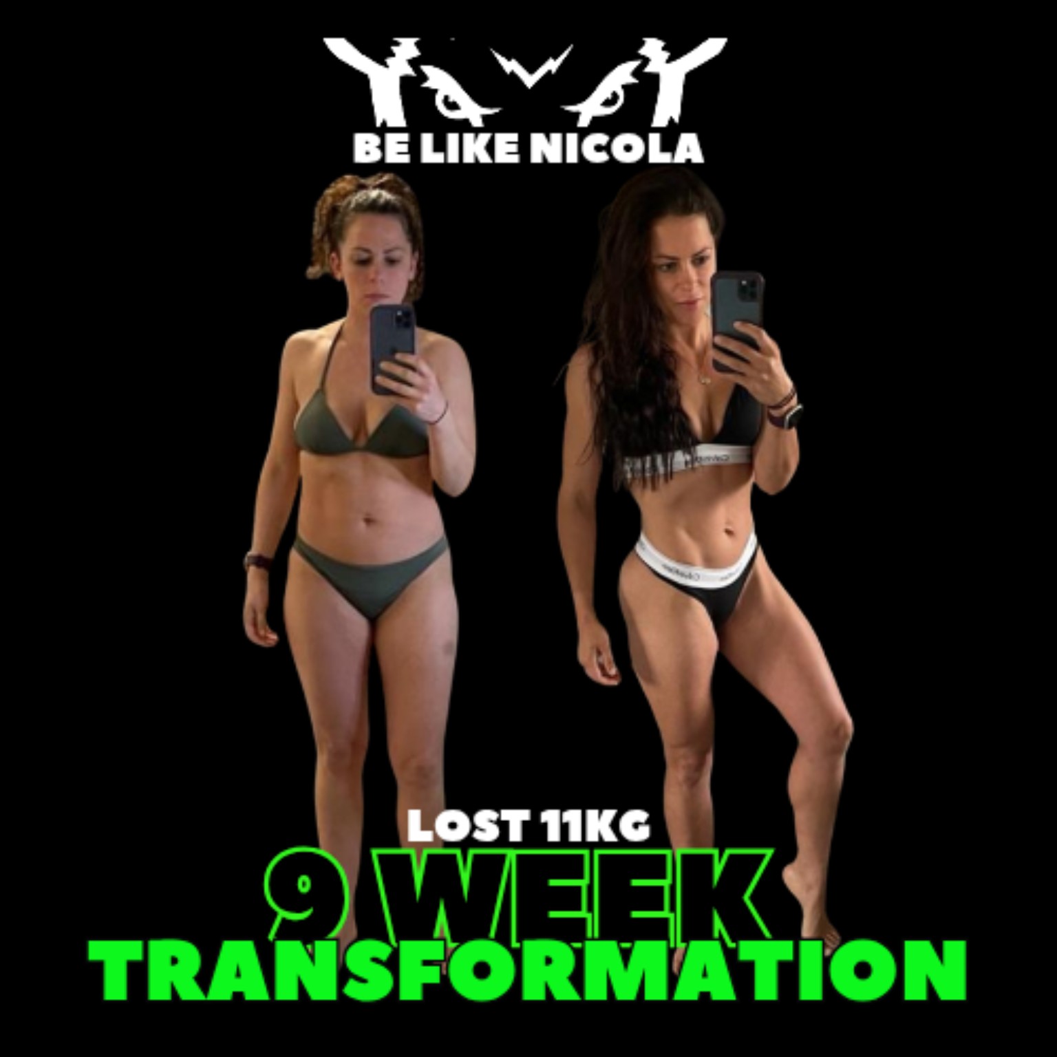 Nicola before and after losing 11 kilograms